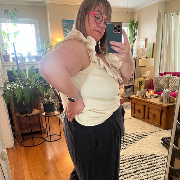 Anthropologie ribbed navy tapered ankle casual pants in 2X - Picture 3 of 10